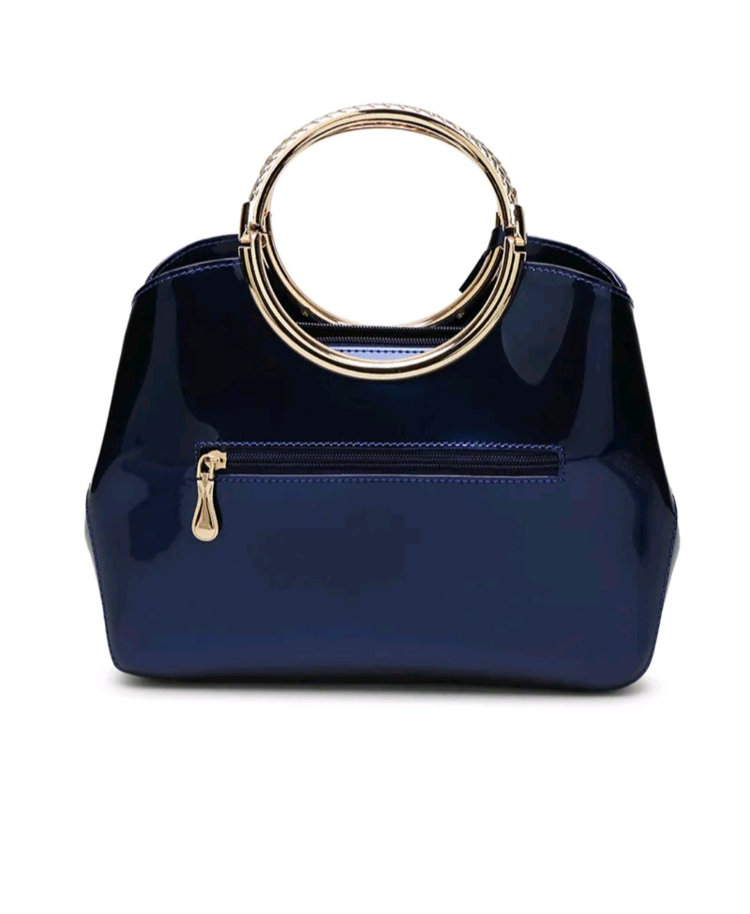 Elegant Patent Leather Bag With Back Zipper Pocket