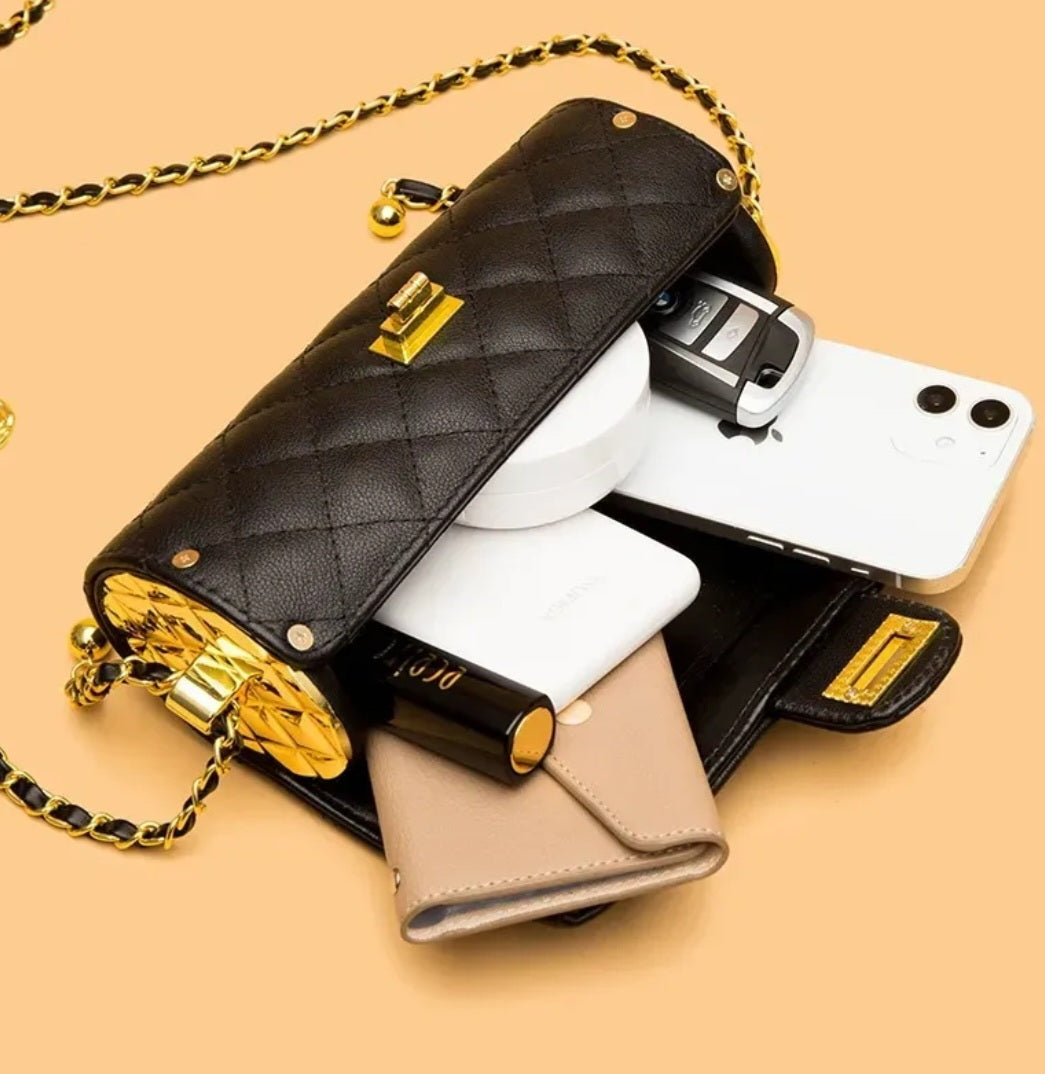 Vintage Chain Leather Crossbody