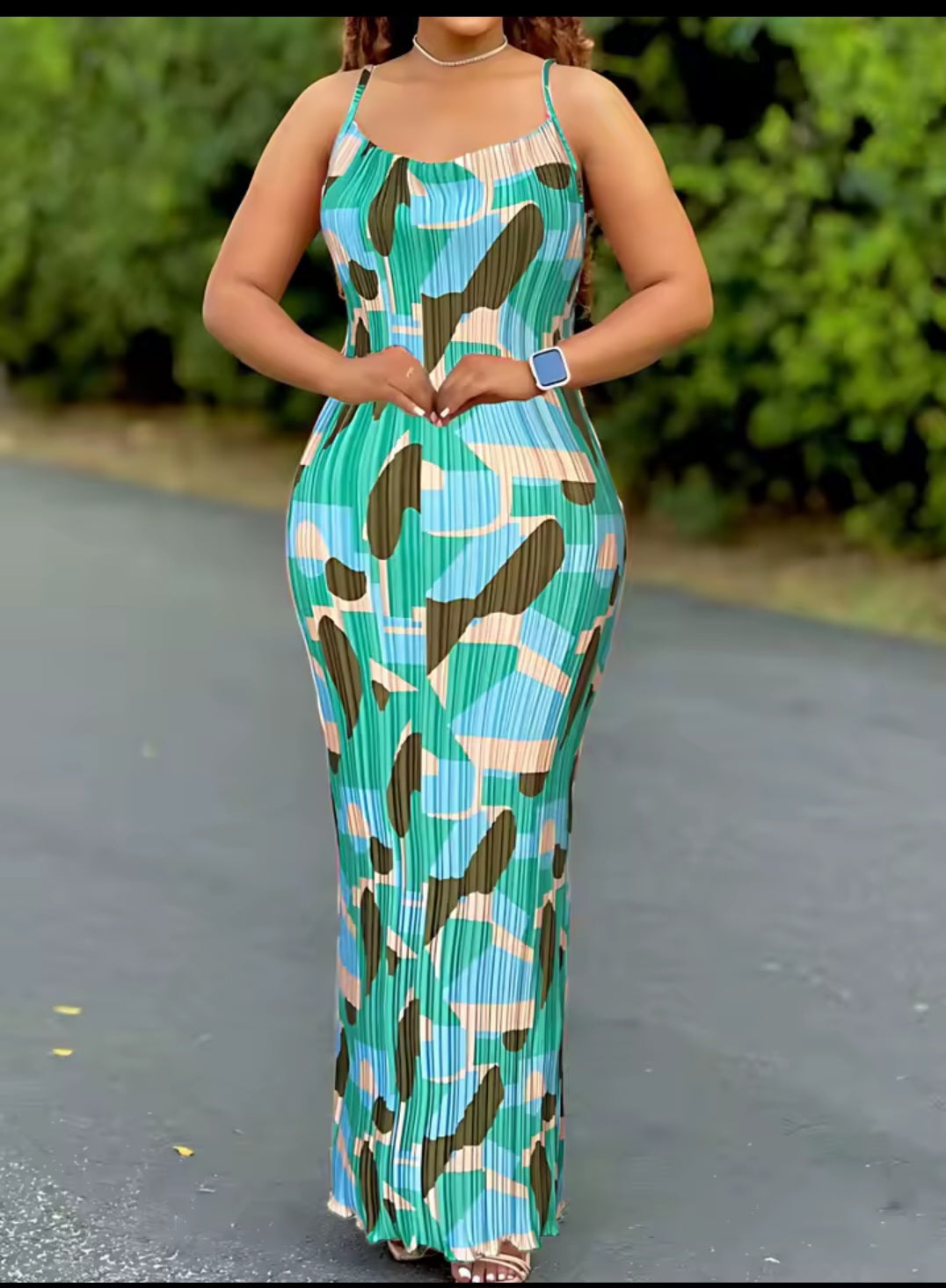 Turquoise Pleated Maxi ~ FINAL SALE