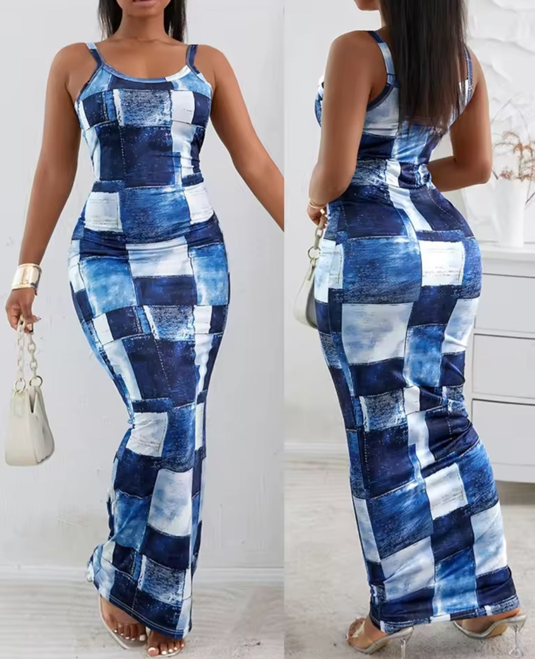 Checked Blue Maxi