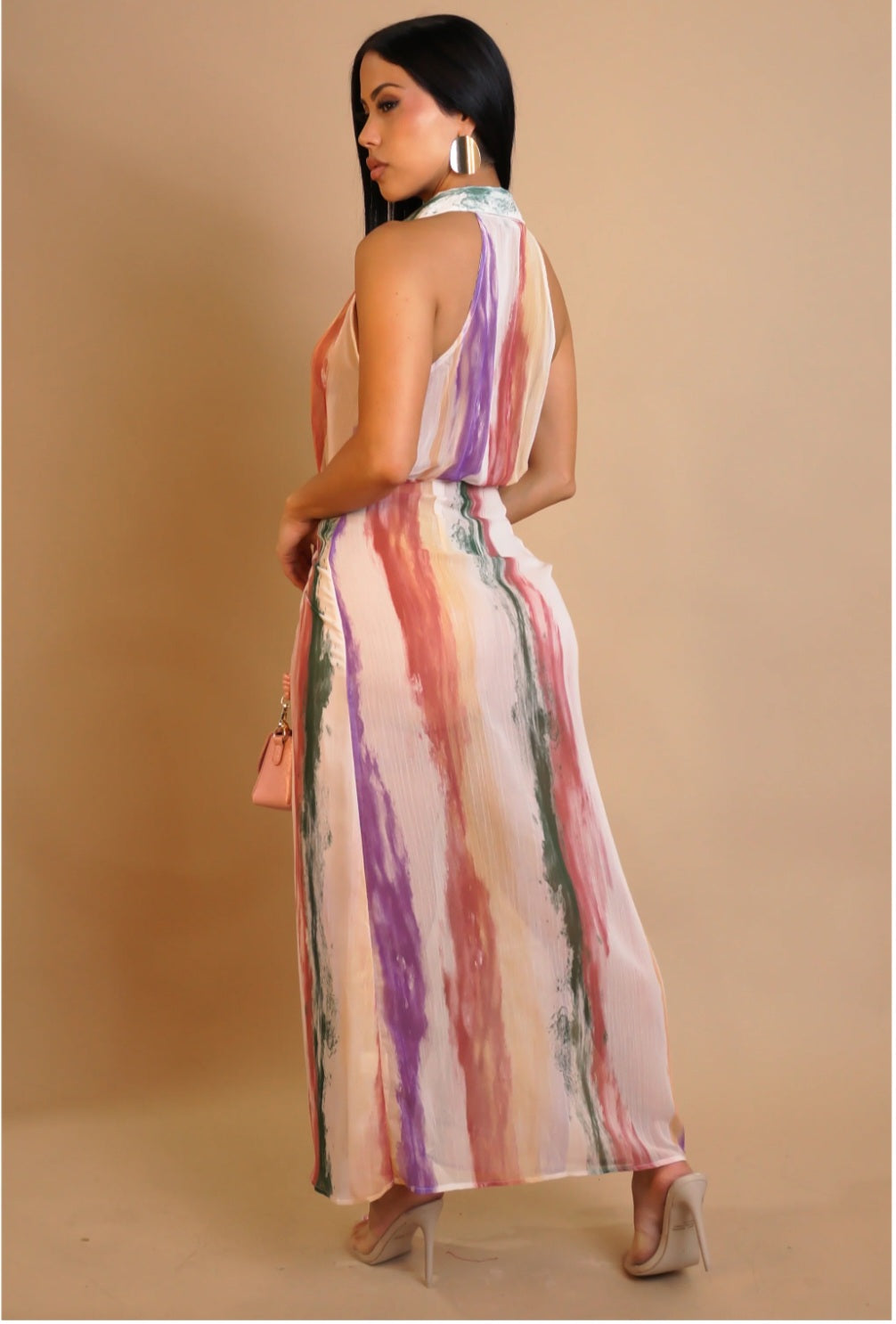 Sheer Tied up multi color dress