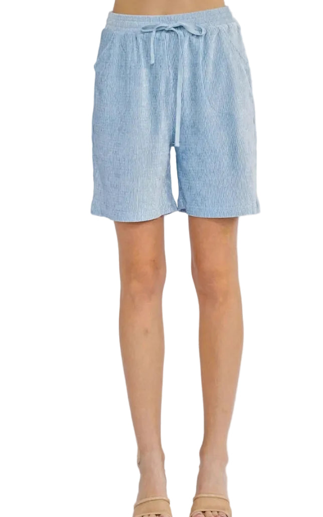 Short sleeve button up 2 piece ribbed short set